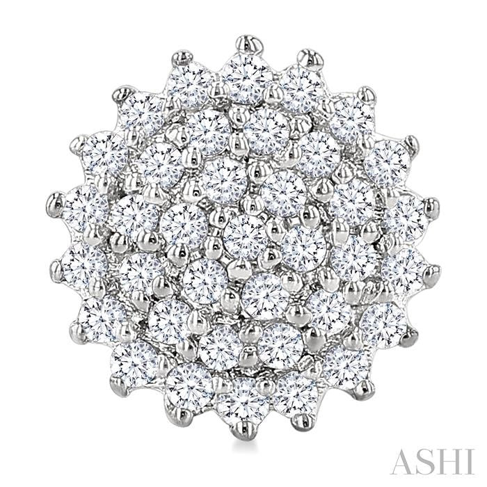 1/5 Ctw Petite Round Shape Round Cut Diamond Cluster Fashion Stud Earrings in 10K White Gold