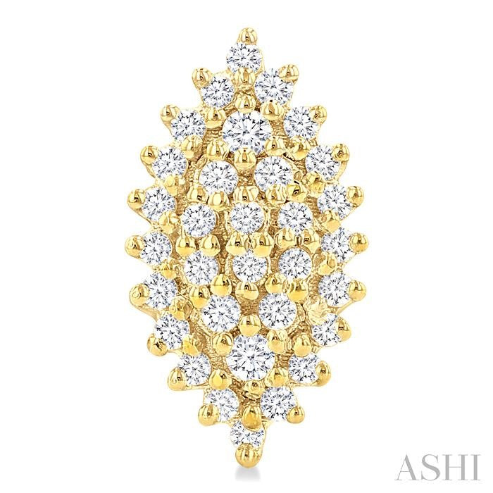 1/5 Ctw Petite Marquise Shape Round Cut Diamond Cluster Fashion Stud Earrings in 10K Yellow Gold