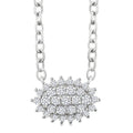 1/6 Ctw Petite East-West Set Oval Shape Round Cut Diamond Cluster Fashion Pendant With Chain in 10K White Gold