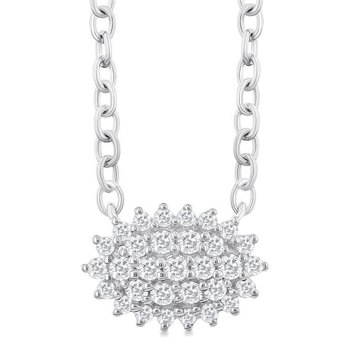 Luna Helios Oval Shape East-West Petite Cluster Diamond Fashion Pendant