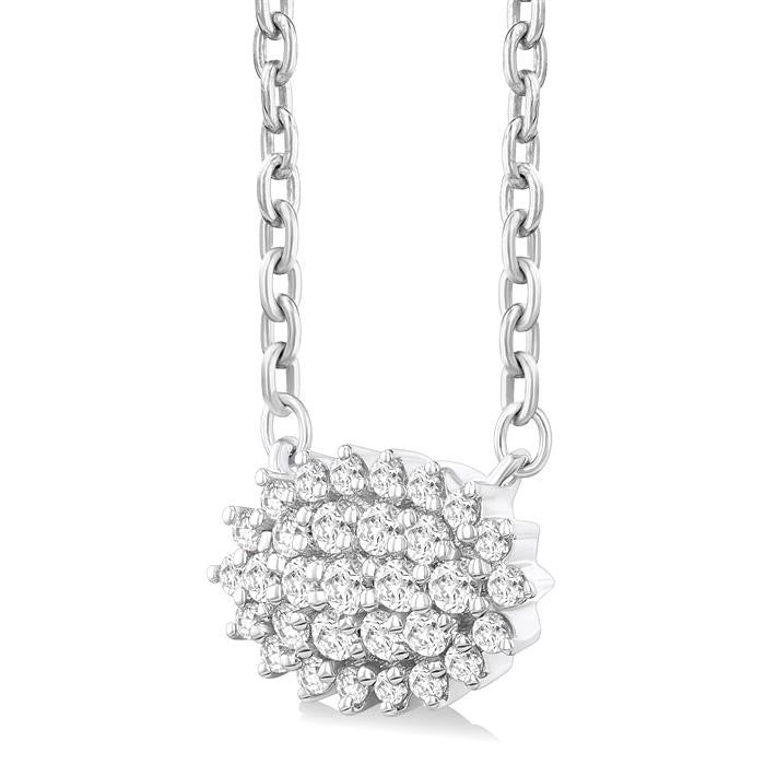 Luna Helios Oval Shape East-West Petite Cluster Diamond Fashion Pendant