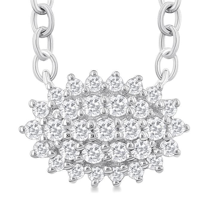 Luna Helios Oval Shape East-West Petite Cluster Diamond Fashion Pendant