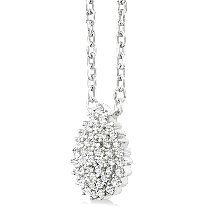 1/6 Ctw Petite Pear Shape Round Cut Diamond Cluster Fashion Pendant With Chain in 10K White Gold