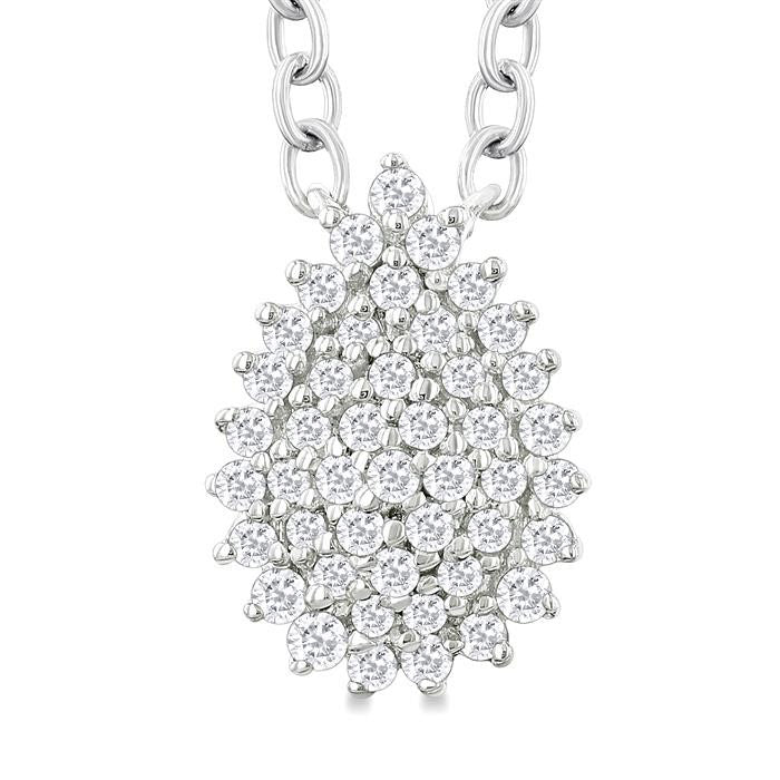 Fen Umbria Pear Shape Petite Cluster Diamond Fashion Pendant