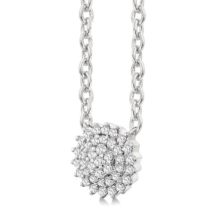 1/6 Ctw Petite Round Shape Round Cut Diamond Cluster Fashion Pendant With Chain in 10K White Gold