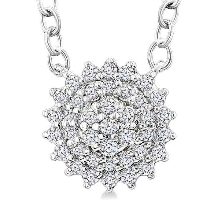 Round Shape Petite Cluster Diamond Fashion Pendant