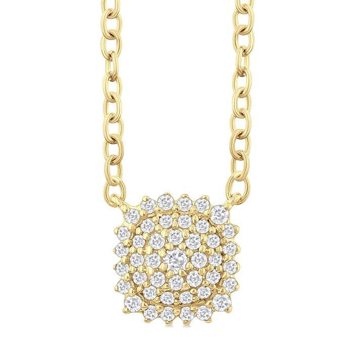 Cushion Shape Petite Cluster Diamond Fashion Pendant