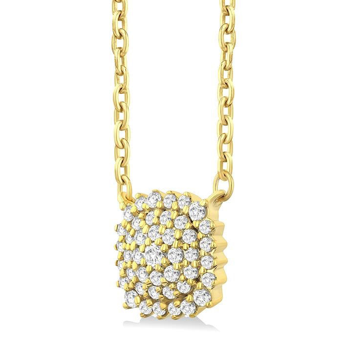 Cushion Shape Petite Cluster Diamond Fashion Pendant