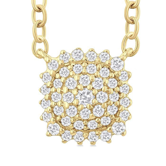 Cushion Shape Petite Cluster Diamond Fashion Pendant