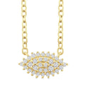 1/6 Ctw Petite East-West Set Marquise Shape Round Cut Diamond Cluster Fashion Pendant With Chain in 10K Yellow Gold