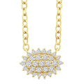 1/6 Ctw Petite East-West Set Oval Shape Round Cut Diamond Cluster Fashion Pendant With Chain in 10K Yellow Gold