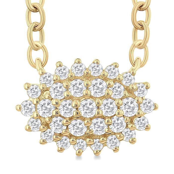 Vesper Velour Oval Shape East-West Petite Cluster Diamond Fashion Pendant