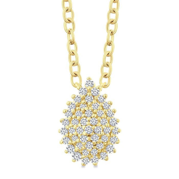 1/6 Ctw Petite Pear Shape Round Cut Diamond Cluster Fashion Pendant With Chain in 10K Yellow Gold