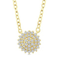 1/6 Ctw Petite Round Shape Round Cut Diamond Cluster Fashion Pendant With Chain in 10K Yellow Gold