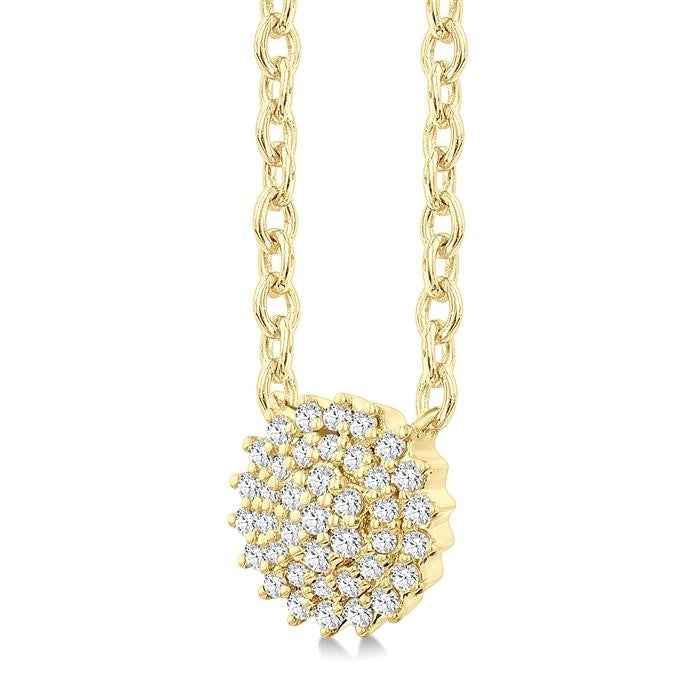 1/6 Ctw Petite Round Shape Round Cut Diamond Cluster Fashion Pendant With Chain in 10K Yellow Gold