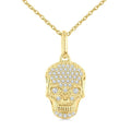 1/6 Ctw Petite Skull Round Cut Diamond Fashion Pendant With Chain in 10K Yellow Gold