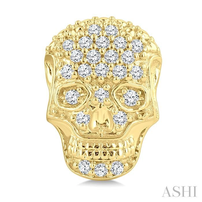 1/6 Ctw Petite Skull Round Cut Diamond Fashion Earrings in 10K Yellow Gold