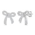 1/4 Ctw Round Cut Diamond Bow Petite Fashion Earrings in 10K White Gold