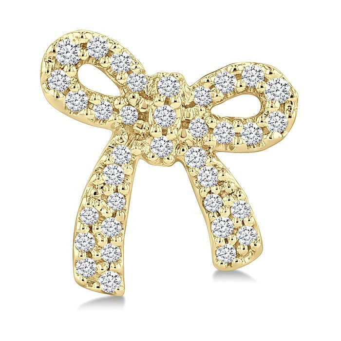 1/4 Ctw Round Cut Diamond Bow Petite Fashion Earrings in 10K Yellow Gold
