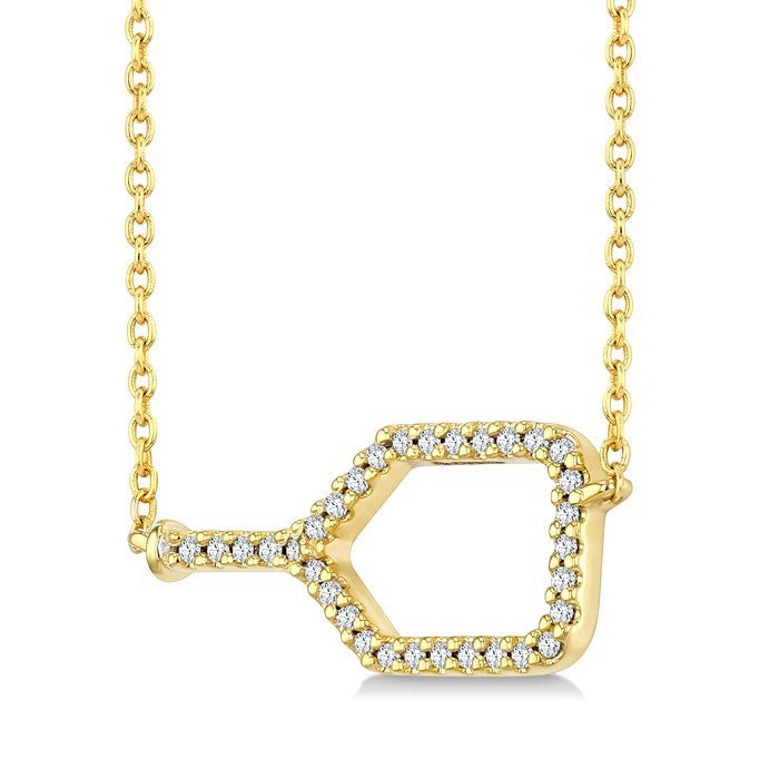 1/10 Ctw Round Cut Diamond Petite Pickleball Fashion Pendant With Chain in 10K Yellow Gold