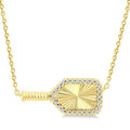 1/10 Ctw Round Cut Diamond Petite Pickleball Fashion Pendant With Chain in 10K Yellow Gold