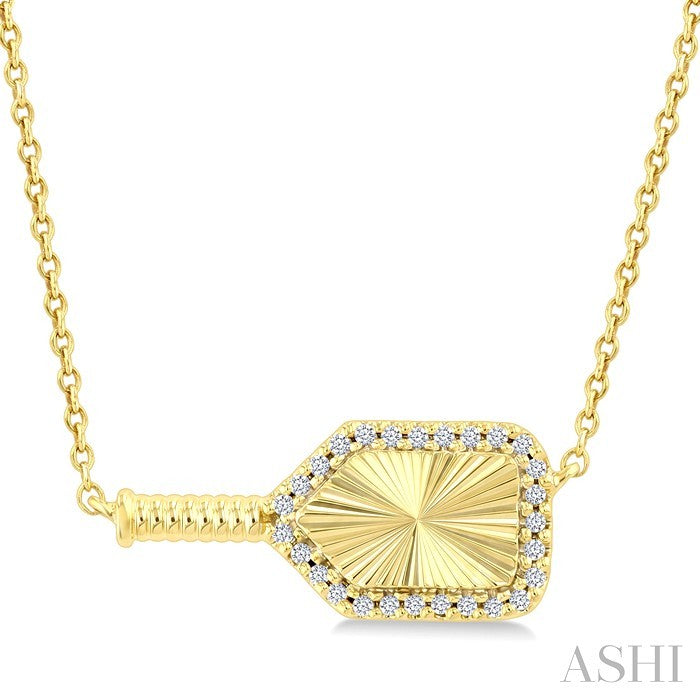 1/10 Ctw Round Cut Diamond Petite Pickleball Fashion Pendant With Chain in 10K Yellow Gold