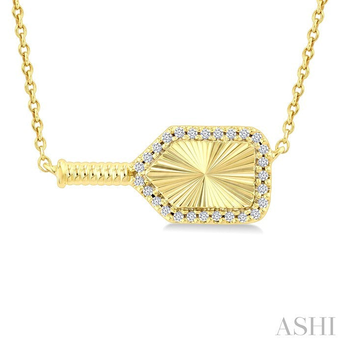 1/10 Ctw Round Cut Diamond Petite Pickleball Fashion Pendant With Chain in 10K Yellow Gold