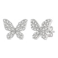 1/5 Ctw Butterfly Motif Round Cut Diamond Petite Fashion Earrings in 14K White Gold