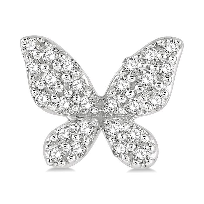 1/5 Ctw Butterfly Motif Round Cut Diamond Petite Fashion Earrings in 14K White Gold
