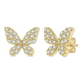 1/5 Ctw Butterfly Motif Round Cut Diamond Petite Fashion Earrings in 10K Yellow Gold