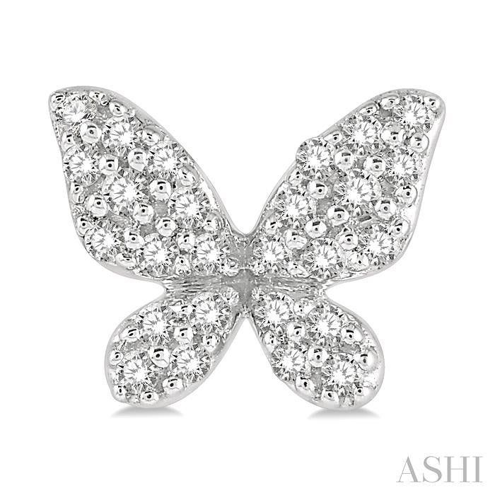 1/5 Ctw Butterfly Motif Round Cut Diamond Petite Fashion Earrings in 14K White Gold