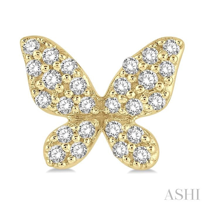 1/5 Ctw Butterfly Motif Round Cut Diamond Petite Fashion Earrings in 10K Yellow Gold