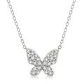 1/6 Ctw Butterfly Motif Round Cut Diamond Petite Fashion Pendant With Chain in 10K White Gold