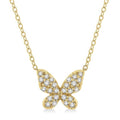 1/6 Ctw Butterfly Motif Round Cut Diamond Petite Fashion Pendant With Chain in 10K Yellow Gold
