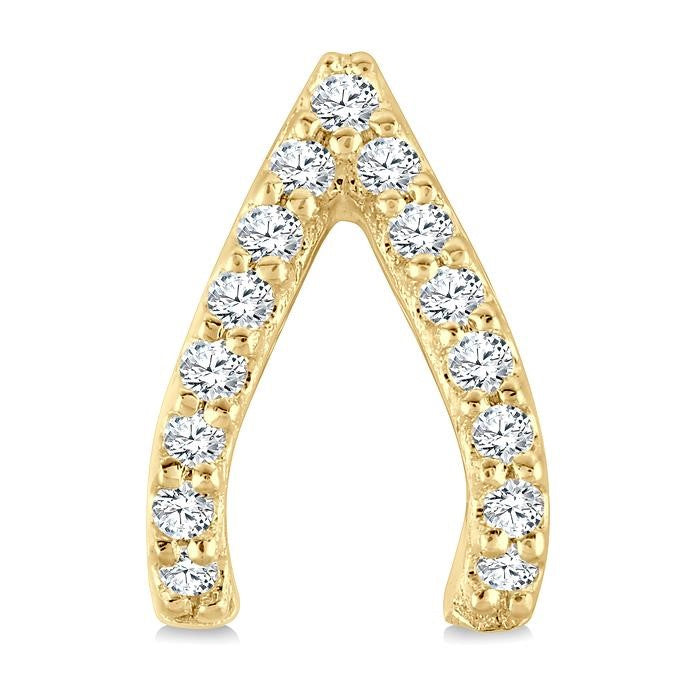 1/6 Ctw Wishbone Round Cut Diamond Petite Earrings in 10K Yellow Gold