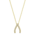 1/8 Ctw Petite Wishbone Diamond Pendant in 10K Yellow Gold with Chain
