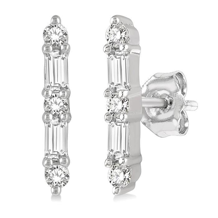 Bar Petite Baguette Diamond Fashion Earrings
