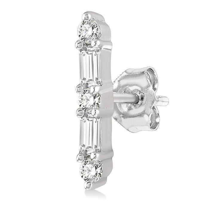 Bar Petite Baguette Diamond Fashion Earrings
