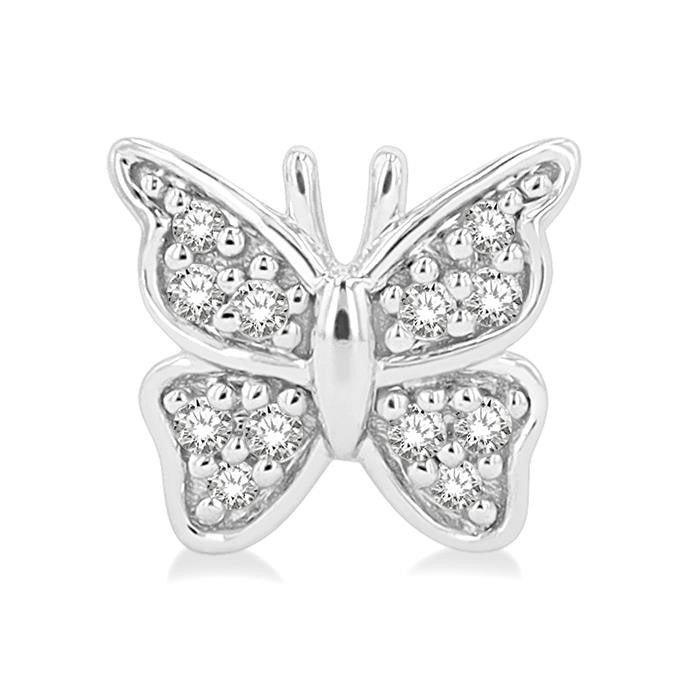 1/10 Ctw Petite Butterfly Round Cut Diamond Fashion Stud Earrings in 10K White Gold