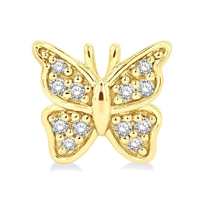 1/10 Ctw Petite Butterfly Round Cut Diamond Fashion Stud Earrings in 10K Yellow Gold