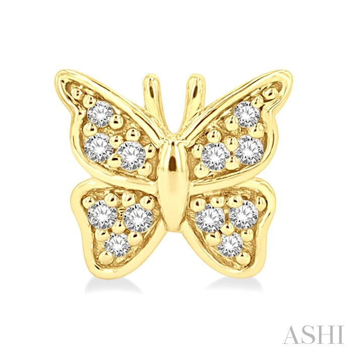 1/10 Ctw Petite Butterfly Round Cut Diamond Fashion Stud Earrings in 10K Yellow Gold