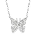 1/20 Ctw Butterfly Petite Round Cut Diamond Fashion Pendant With Chain In 10K White Gold
