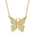 1/20 Ctw Butterfly Petite Round Cut Diamond Fashion Pendant With Chain in 10K Yellow Gold
