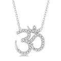 1/6 Ctw 'OM' Symbol Petite Round Cut Diamond Fashion Pendant With Chain in 10K White Gold