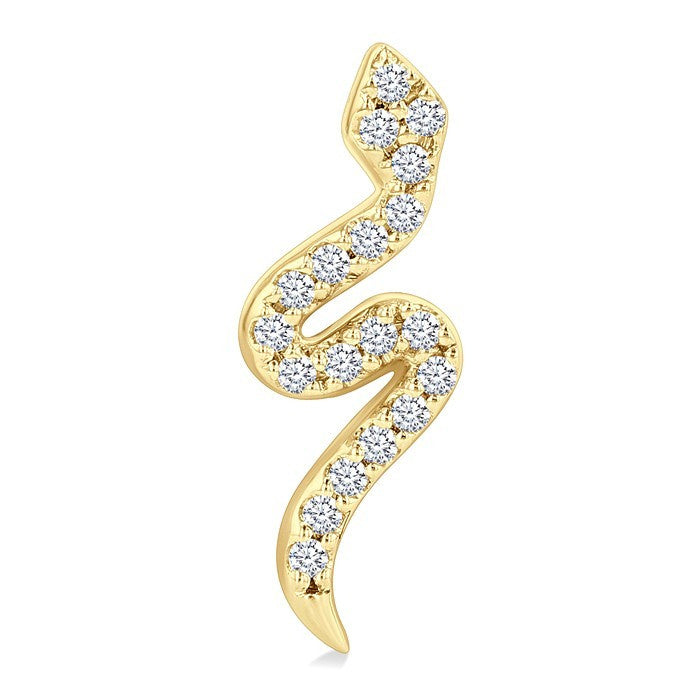 1/8 Ctw Petite Snake Round Cut Diamond Fashion Stud Earrings in 10K Yellow Gold