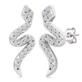 1/8 Ctw Petite Snake Round Cut Diamond Fashion Stud Earrings in 10K White Gold