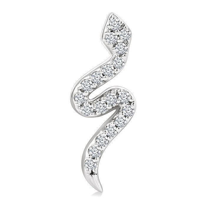 1/8 Ctw Petite Snake Round Cut Diamond Fashion Stud Earrings in 10K White Gold