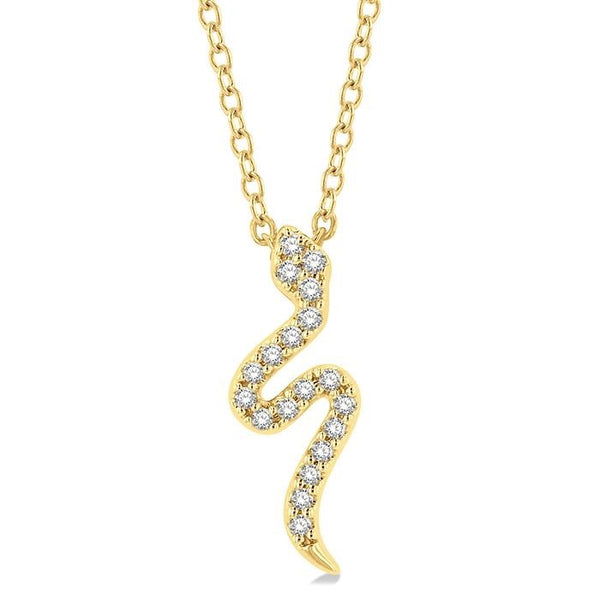 1/10 Ctw Snake Petite Round Cut Diamond Fashion Pendant With Chain in 10K Yellow Gold