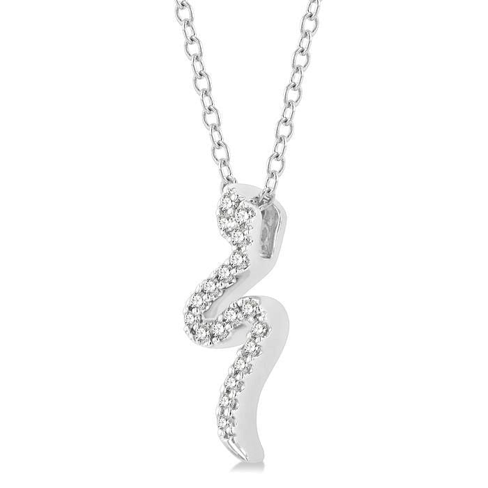 1/10 Ctw Snake Petite Round Cut Diamond Fashion Pendant With Chain in 10K White Gold