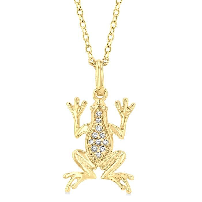 1/20 Ctw Amphibian Round Cut Diamond Petite Fashion Pendant With Chain in 10K Yellow Gold